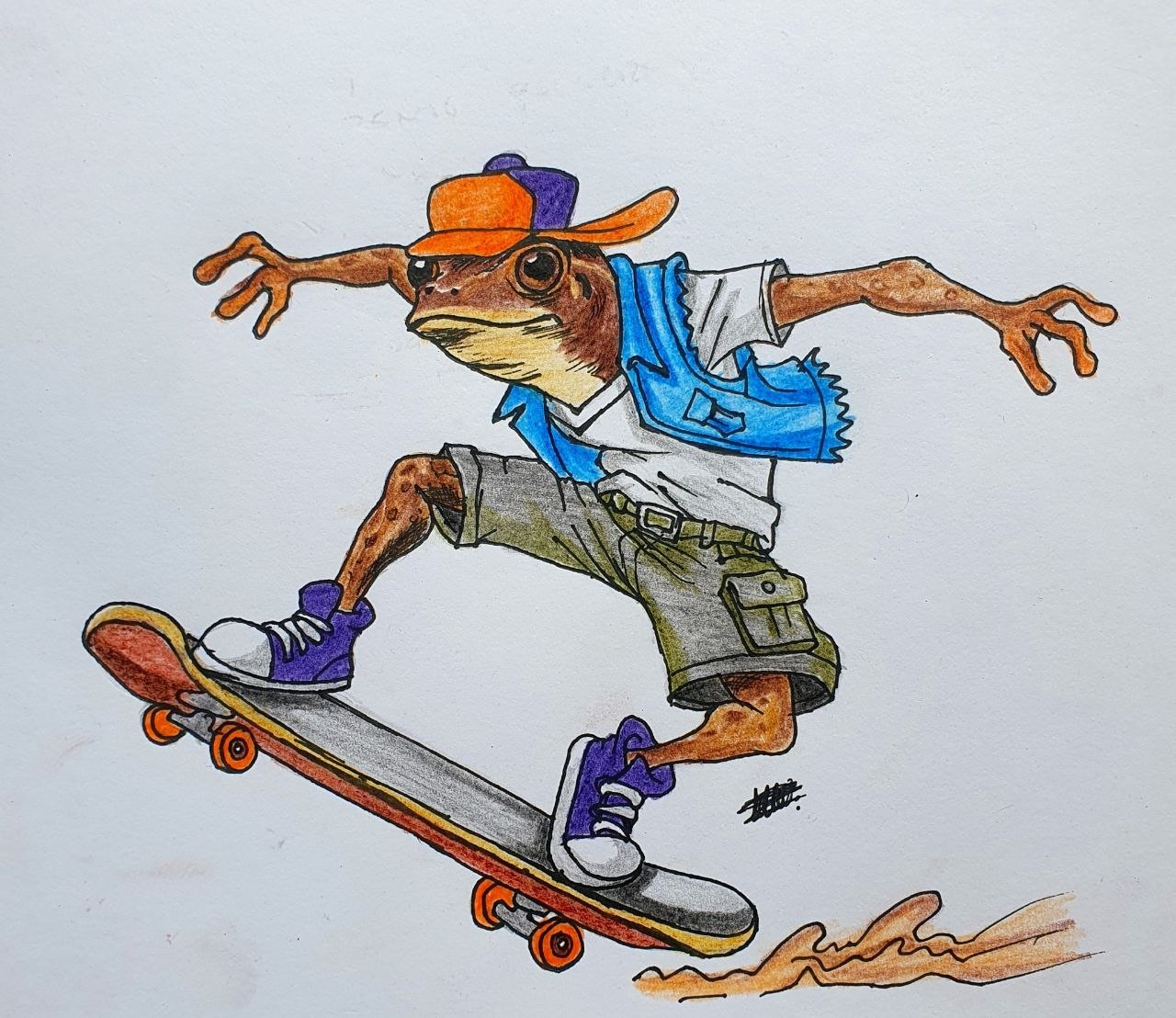 Frog mid-kickflip